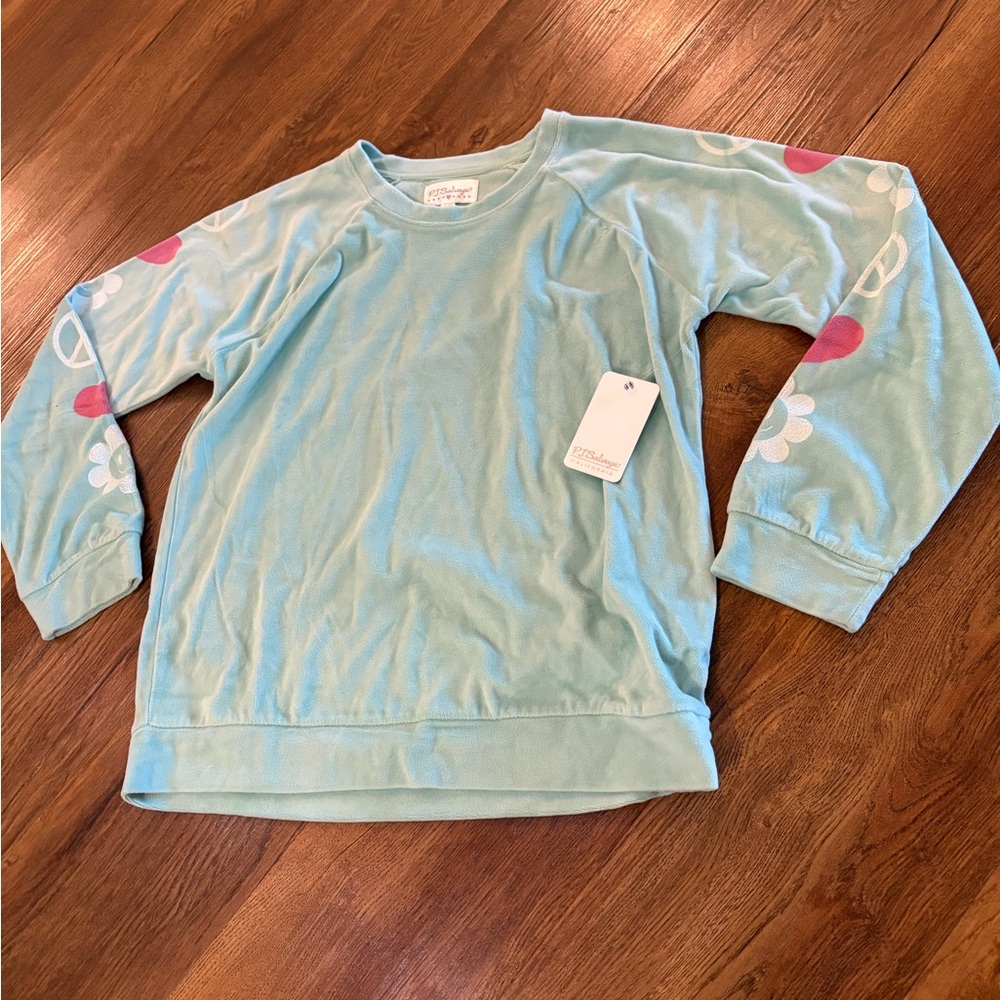 NWT P.J. Salvage Blue Peace and Heart Pajama Set - Picture 5 of 9